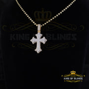 King Of Bling's Men/ Women 925 Sterling Yellow Silver 2.00ct VVS D Clr.Moissanite Cross Pendant. KING OF BLINGS