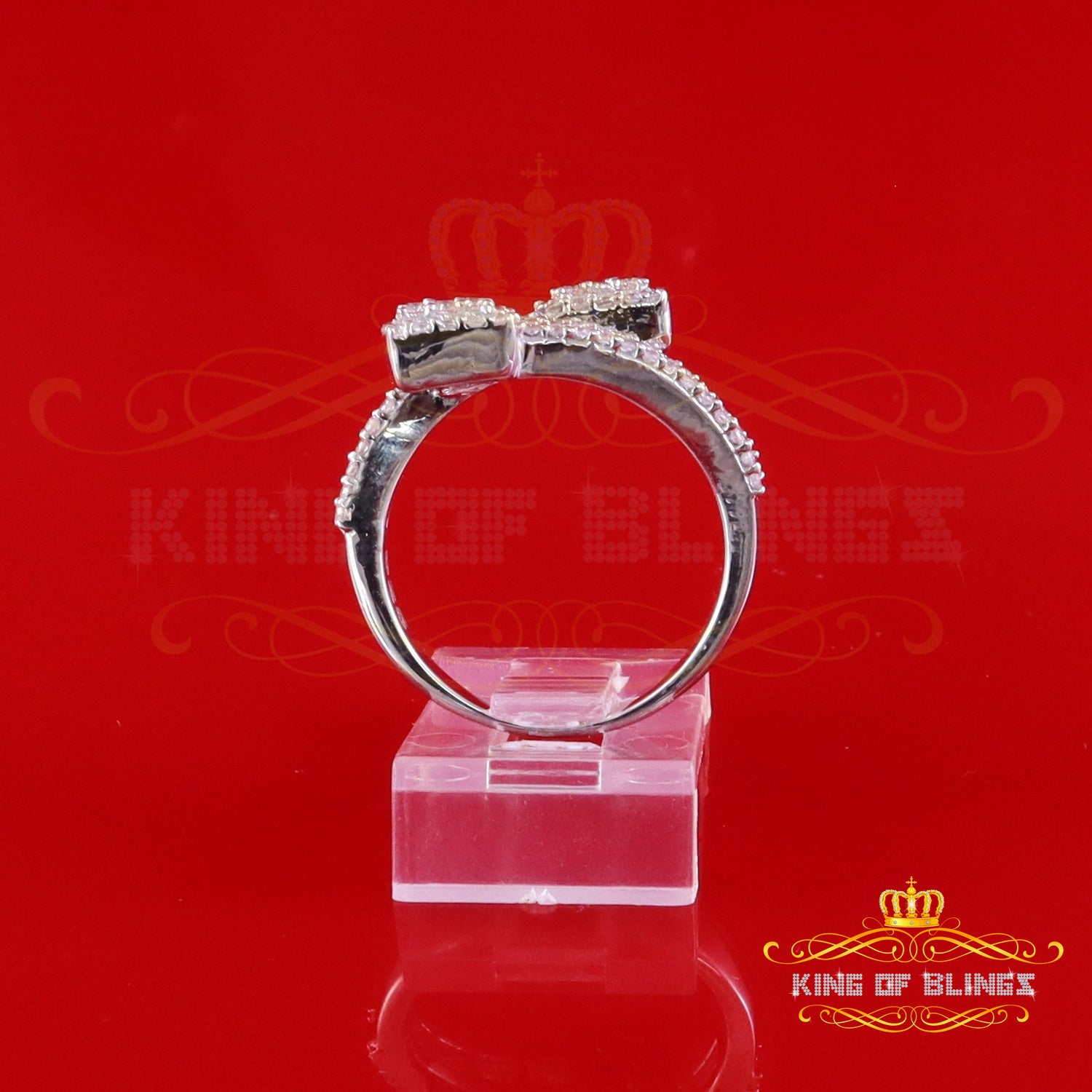 King of Bling's Womens 925 Sterling White Silver 2.00ct VVS 'D' Moissanite Square Rings Size 8 King of Blings