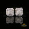 King of Blings- 1.18ct Cubic Zirconia 925 White Silver Women's & Men's Hip Hop Square Earrings KING OF BLINGS