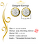 King of Bling's 3.45ct Cubic Zirconia 925 Yellow Silver Women's & Men's Hip Hop Round Earrings KING OF BLINGS