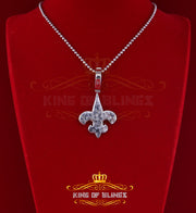Promise Sterling Silver Fleur de Lis White Pendant with 7.04ct Cubic Zirconia KING OF BLINGS