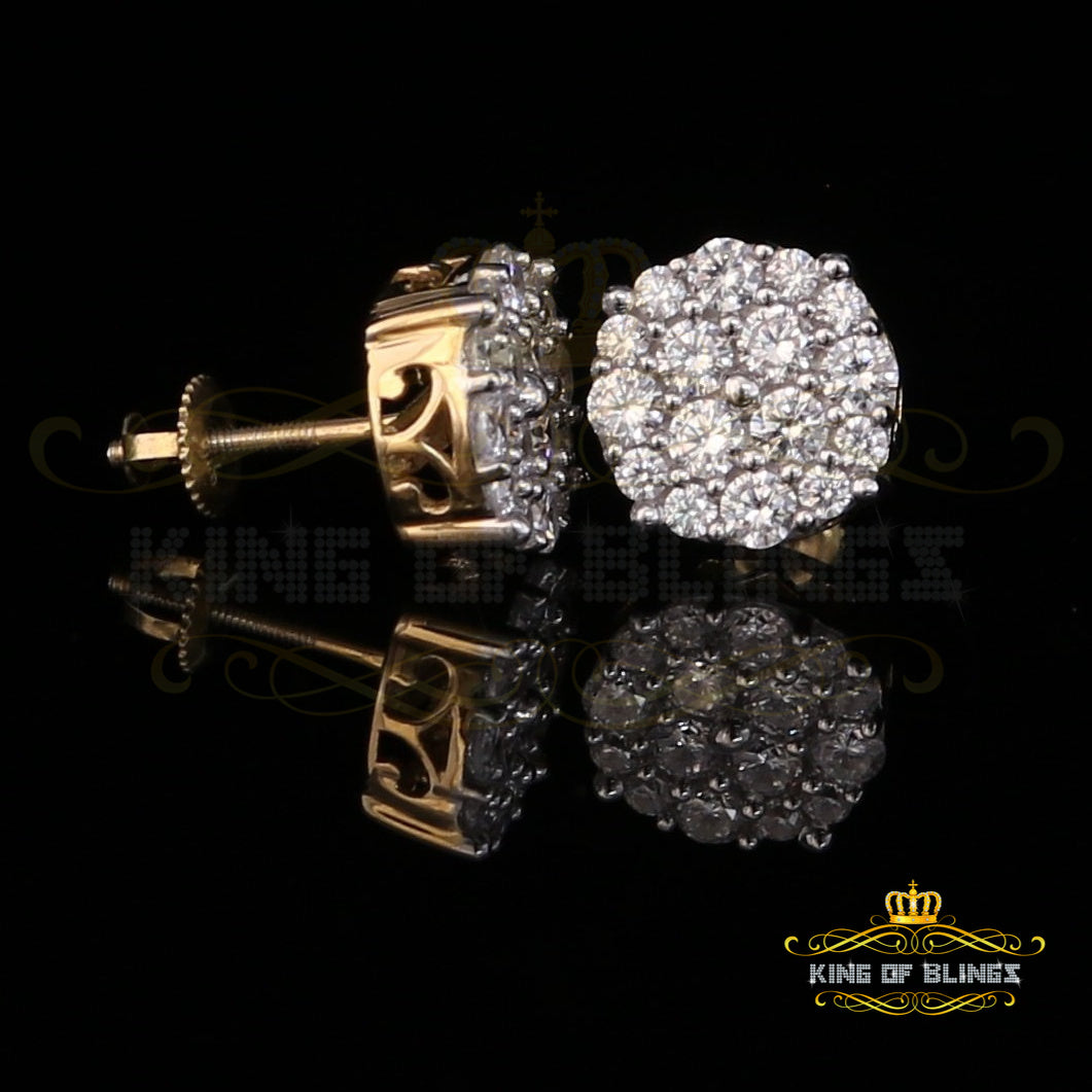 King of Bling's Aretes Para Hombre 925 Yellow Silver 2.96ctCubic Zirconia Round Women's Earrings KING OF BLINGS
