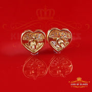 King of Bling's Yellow Silver 1.00ct VVS 'D' Moissanite Floral Heart Stud Earring Men's/Womens King of Blings