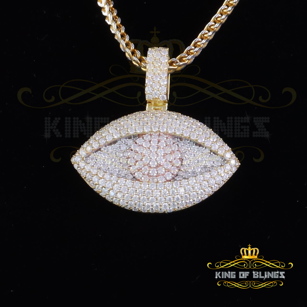 King Of Bling's Yellow Rose Pendant 5.0ct VVS D Evil Eye Moissanite White Silver Men's & Women's KING OF BLINGS