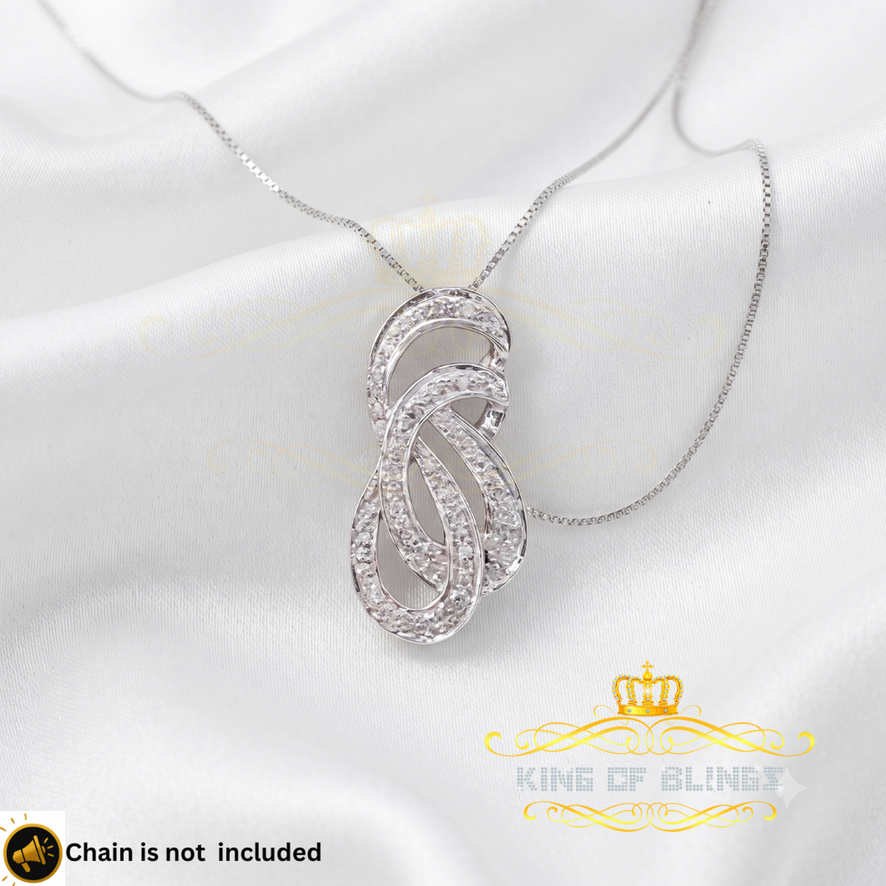 King Of Bling's Real 0.15CT Diamond Stones FASHION Sterling Charm Necklace Silver White Pendant KING OF BLINGS