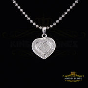 King Of Bling's Real 0.25ct Diamond 925 Sterling Silver HEART Charm Necklace Pendant in White KING OF BLINGS
