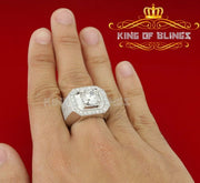 King Of Bling'sWhite Silver 7.10ct Cubic Zirconia Square Men's Adjustable Ring From SZ 9 to 11 KING OF BLINGS