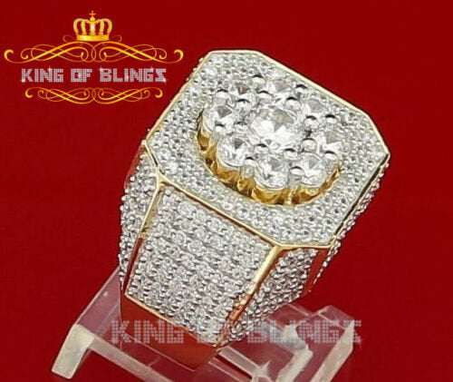 King Of Bling's 925 Yellow Silver Cubic Zirconia 8.50ct Men's Adjustable Ring From SZ 9 to 11 KING OF BLINGS