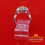 King Of Bling's 0.10CT Real Diamond 925 Sterling White Silver Womens Floral Ring Size 7 KING OF BLINGS