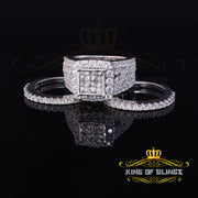 King Of Bling's5.94ct Cubic Zirconia White Sterling Silver Square Engagement Womens Ring Size 7 KING OF BLINGS