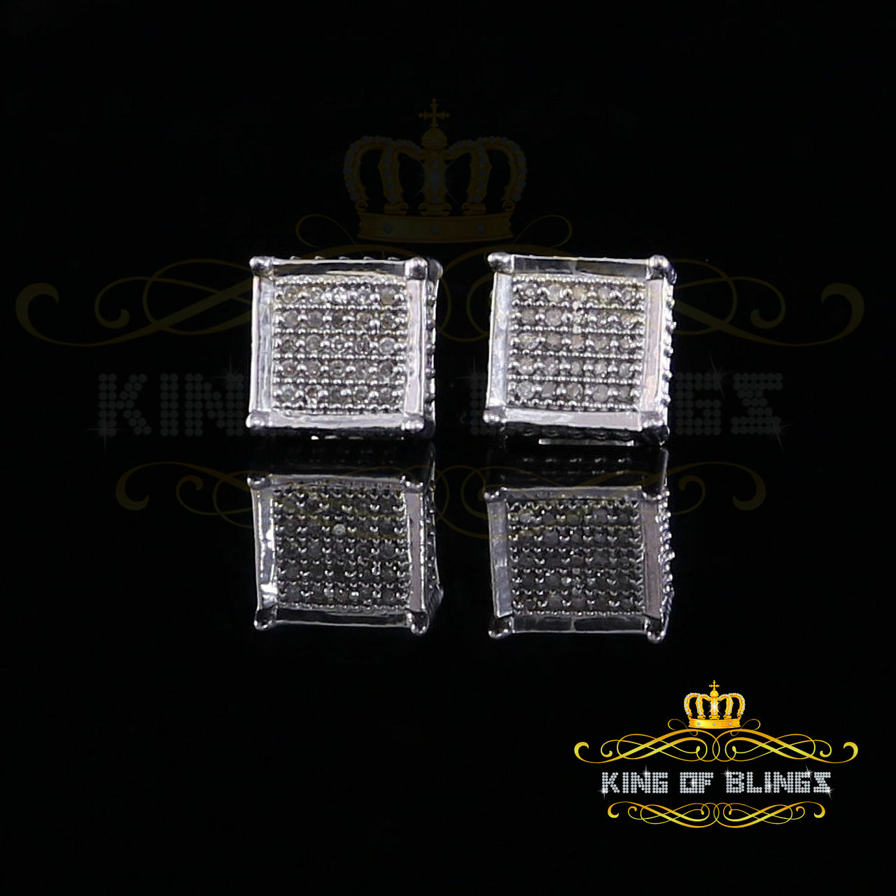 King Of Bling's 925 Sterling Silver 0.15ct Real Diamond For Women's & Men's White Stud Earrings