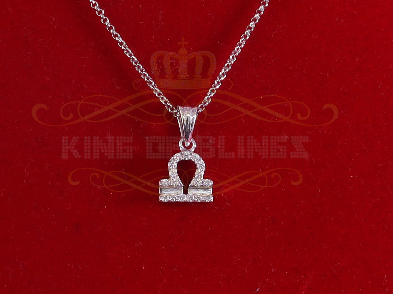 King Of Bling's 0.43ct Cubic Zirconia White Silver LIBRA OCTOBER Month Men's & Women's Pendant