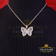 King Of Bling's Men's/Womens 925 Silver Yellow 1.75ct VVS 'D' Moissanite Butterfly Pendant KING OF BLINGS