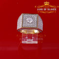 King Of Bling's 9.50ct Cubic Zirconia Yellow Silver Square Men's Adjustable Ring From SZ 9 to 11 KING OF BLINGS