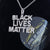 Sterling Silver BLACK LIVES MATTER Sign Pendant White 6.37ct Cubic Zirconia KING OF BLINGS