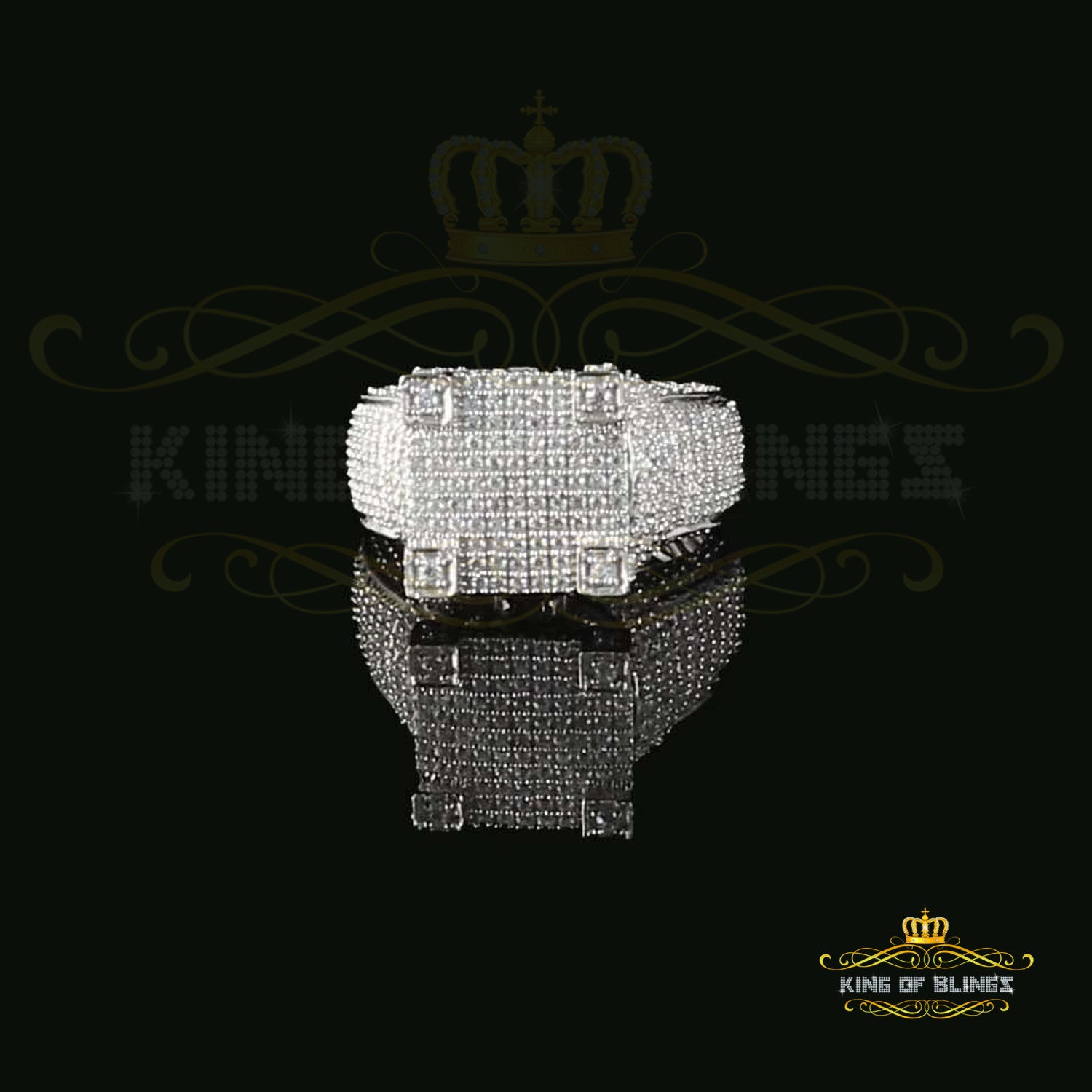 Sterling Cubic Zirconia White Silver Square 3.25ct Fashion Womens Ring Size 8.5 KING OF BLINGS