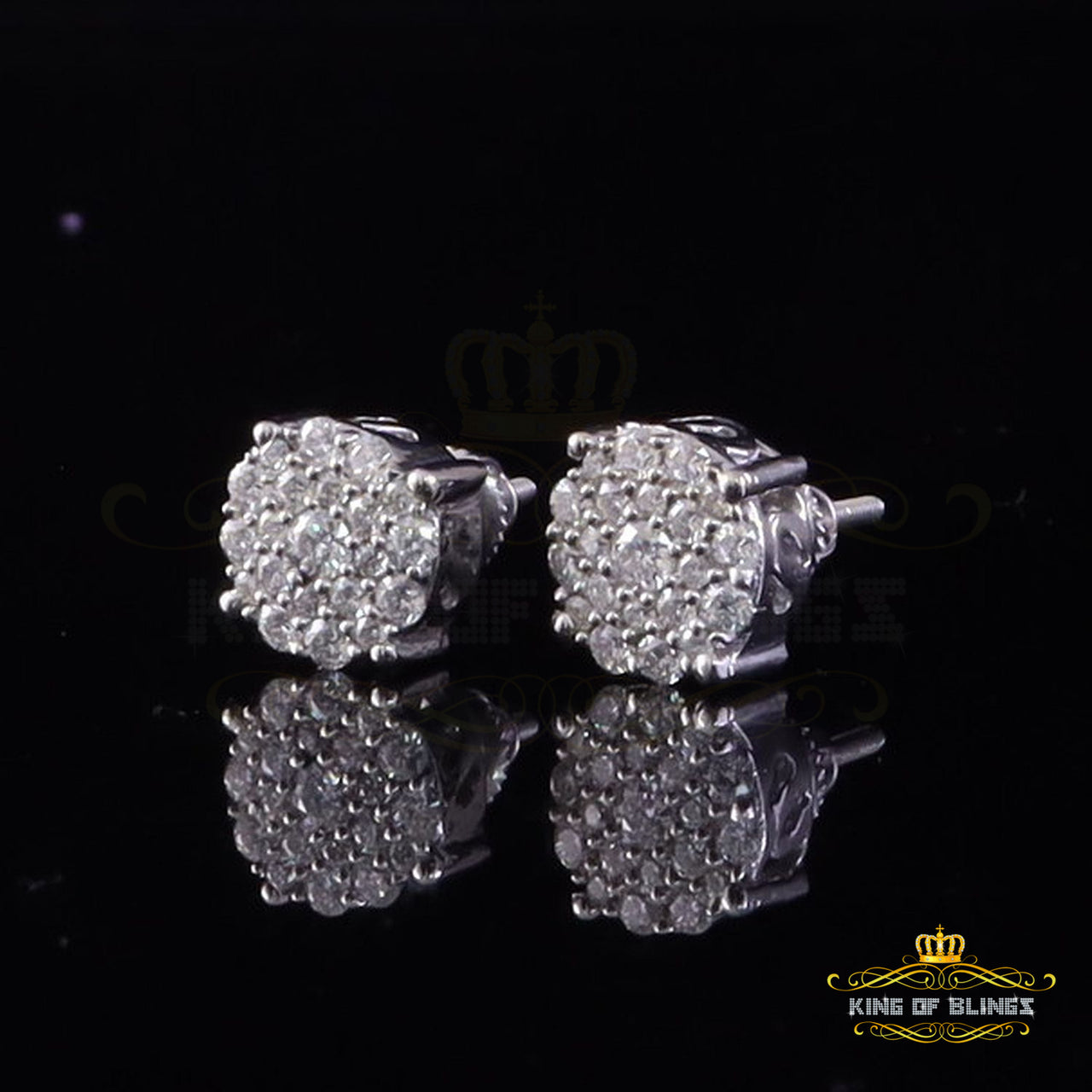 King of Bling's 1.00ct Cluster Earrings For Men's & Women's Moissanite 925 Sterling Silver White