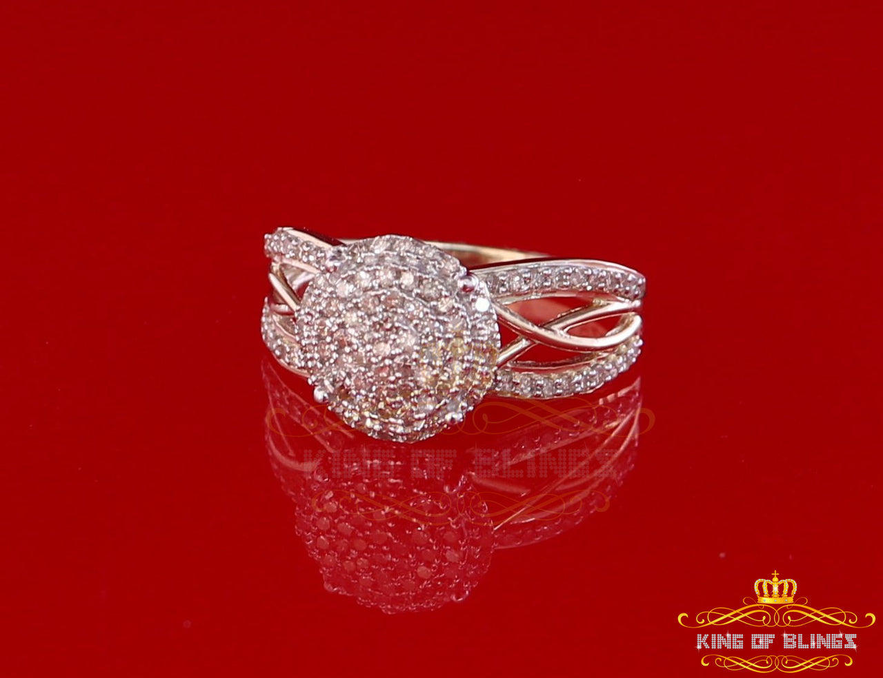 King Of Bling's 0.50 CT Real Diamond 925 Sterling Yellow Silver Shine Womens Round Ring Size 7 KING OF BLINGS