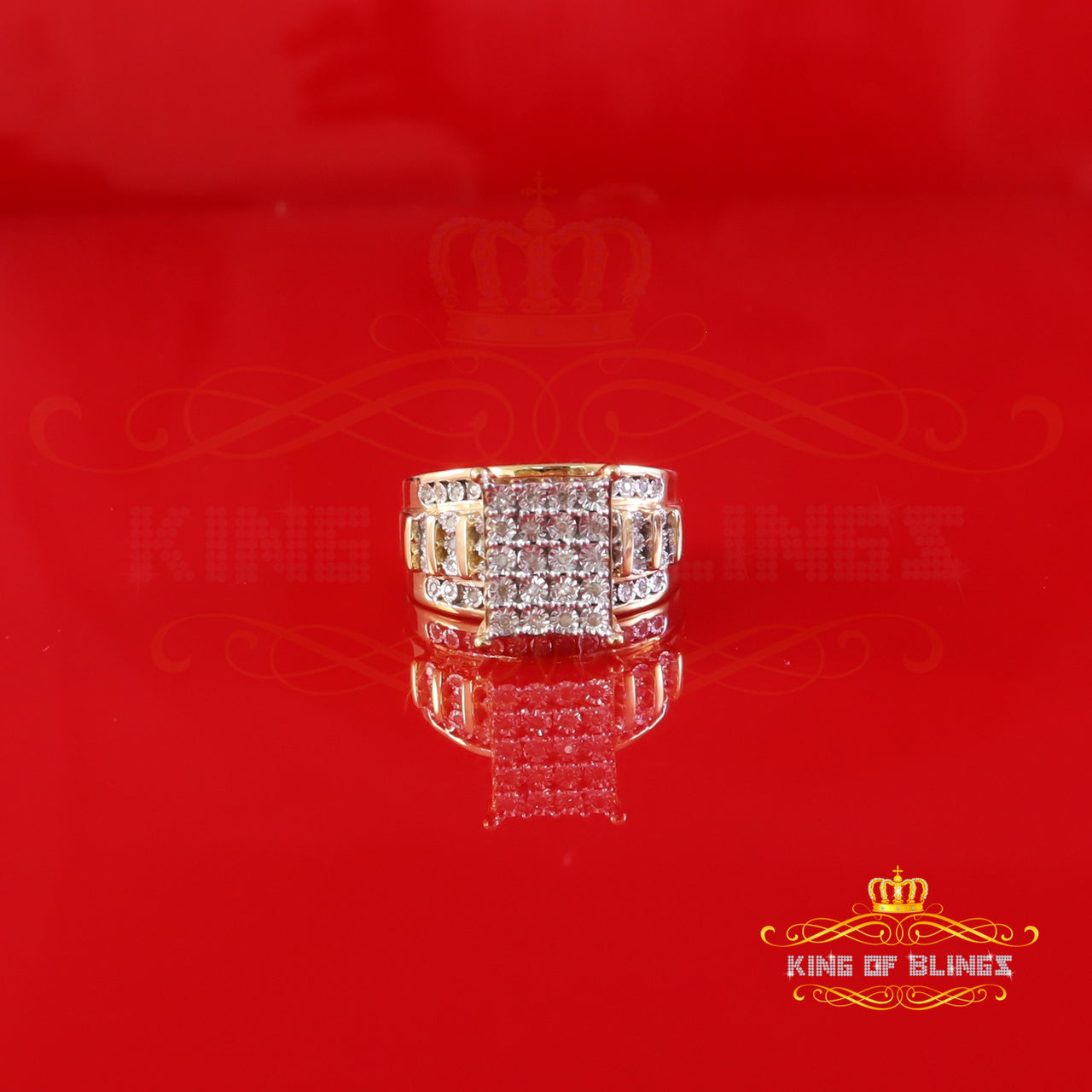 King Of Bling's Yellow 0.20ct Real Diamond 925 Silver Rectangle Cinderella Womens Ring Size 9 King of Blings