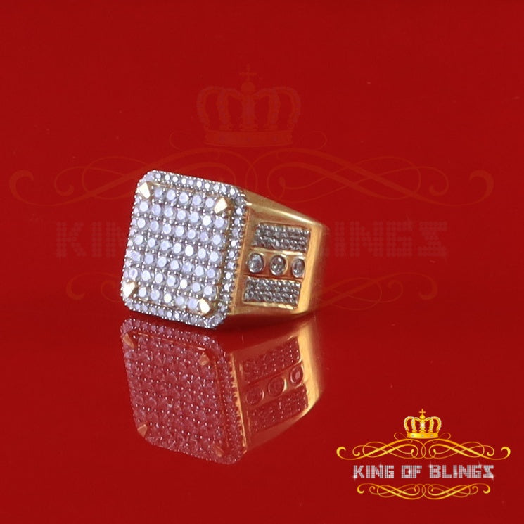 King Of Bling's Big Look yellow Sterling Silver 4.90ct Cubic Zirconia Square Men's Ring SZ 9