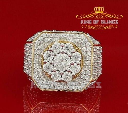 King Of Bling's 925 Yellow Silver Cubic Zirconia 8.50ct Men's Adjustable Ring From SZ 9 to 11 KING OF BLINGS