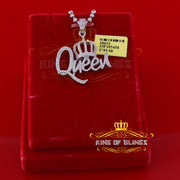 King Of Bling's Surprise 1.00ct Real Moissanite White 925 Silver Pendant for your Queen W/ crown King Of Blings