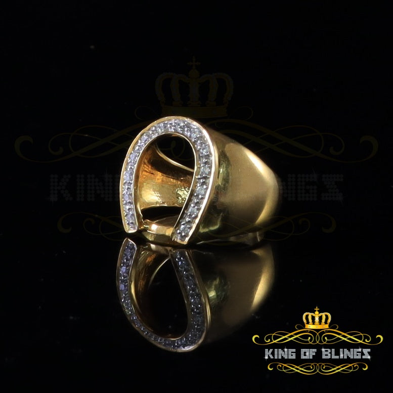 King Of Bling's 925 Yellow Silver Cubic Zirconia 0.26ct Horseshoe Men's/Women's Ring SZ 7.5