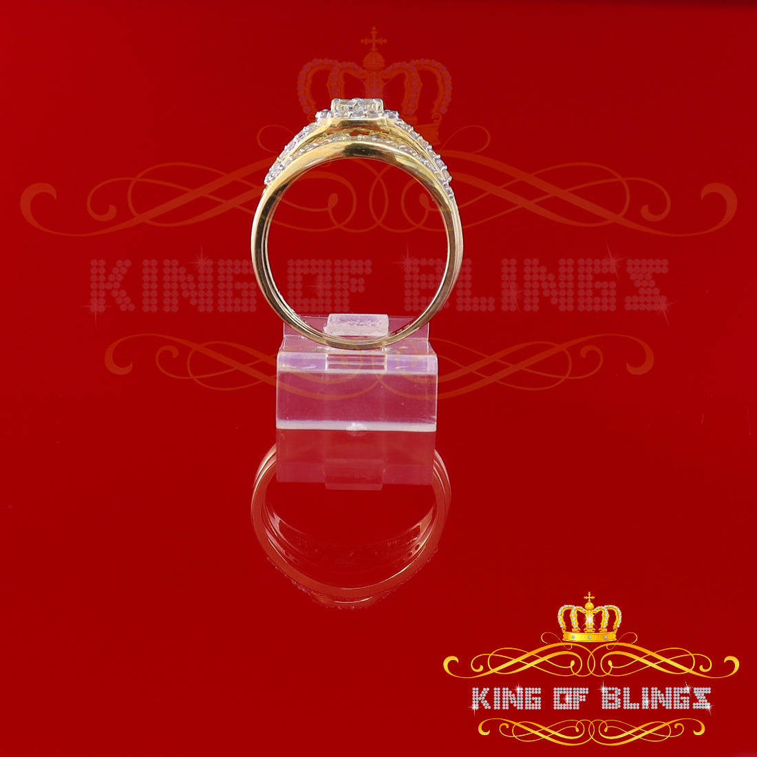 King Of Bling's 925 Sterling Yellow Silver Square 1.50ct Cubic Zirconia Womens Ring Size - 9 KING OF BLINGS