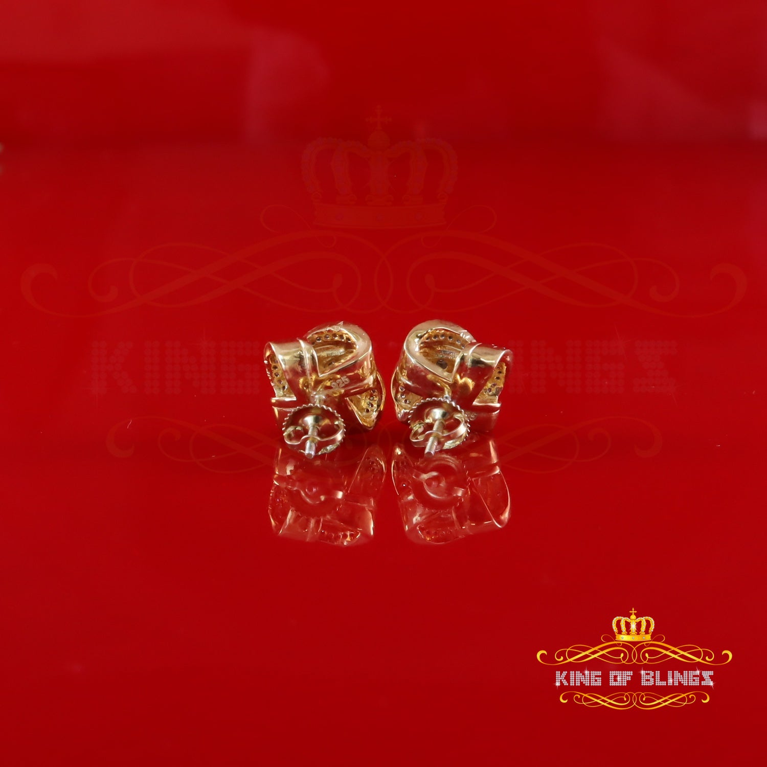 King of Blings-0.33ct Diamond 925 Sterling Silver Yellow for Men's & Women Stud SWRILL Earring King of Blings