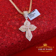 King Of Bling's Yellow 3.00 VVS D Moissanite Silver Charm Cross Floury Pendant Men's & Women's KING OF BLINGS