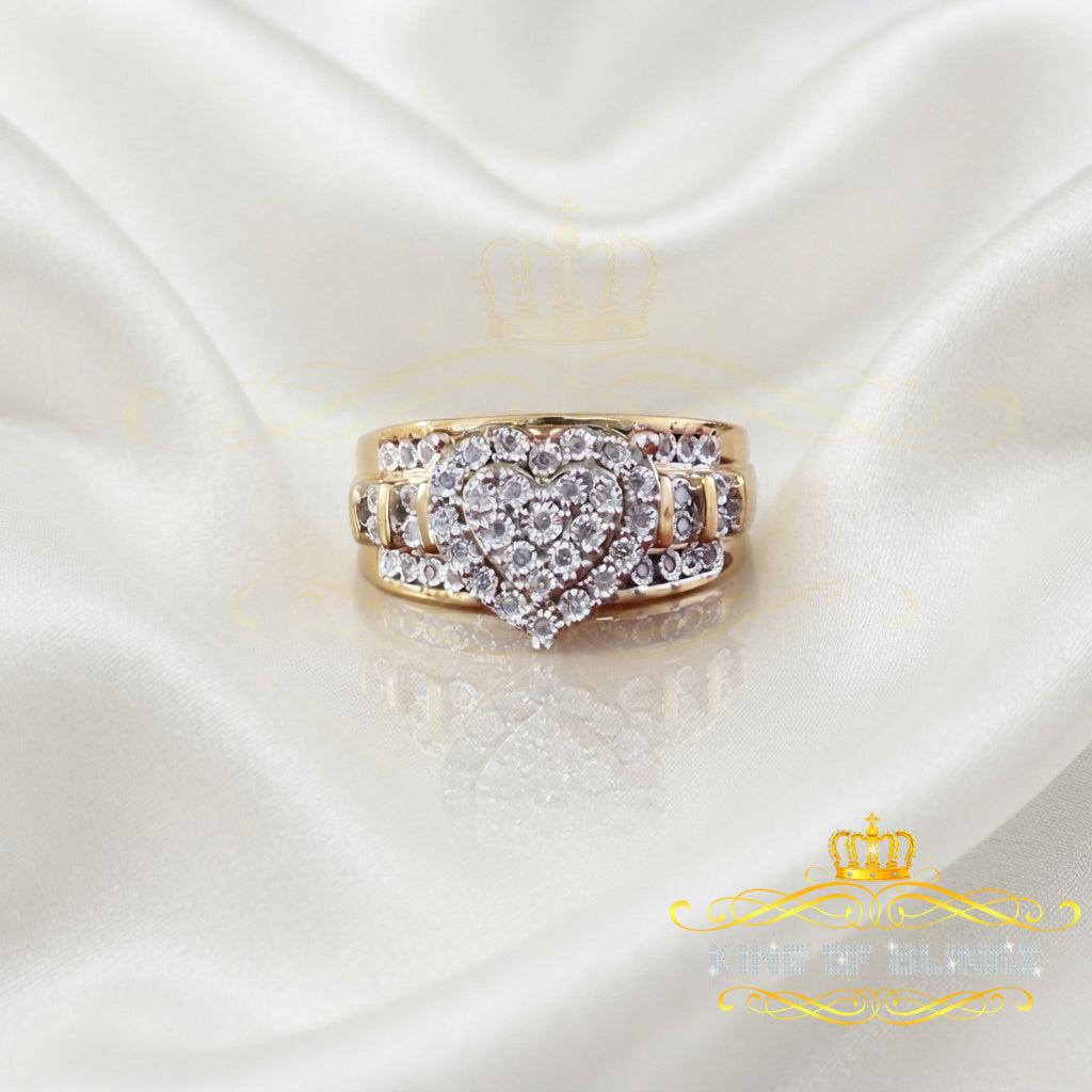 King Of Bling's Real Diamond 0.25ct Cindarella Heart Ring SZ 7 Real 925 Yellow Silver for Women King of Blings