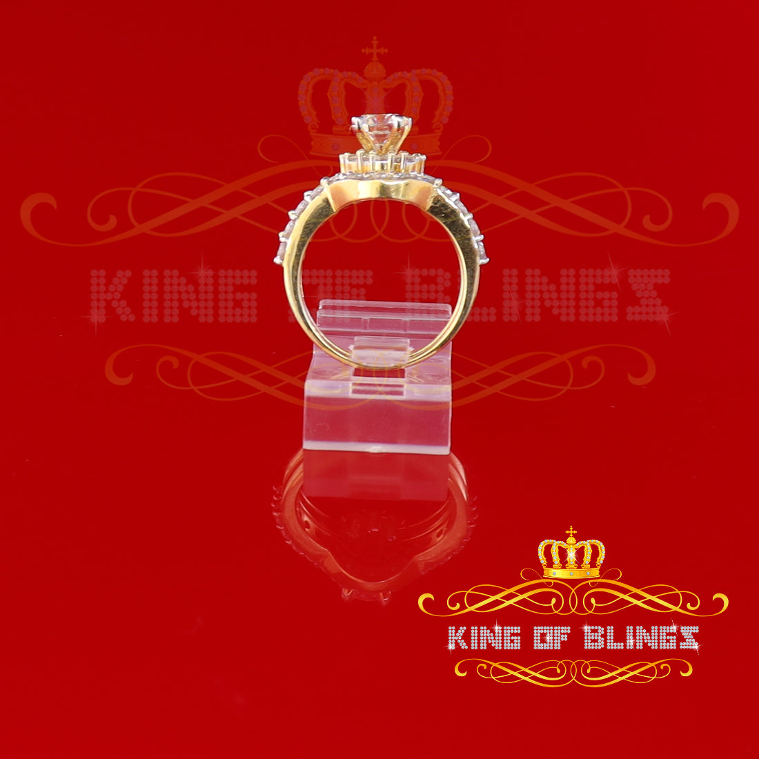 King Of Bling's 925 Sterling Yellow Silver Round 5.25ct Cubic Zirconia Women's Ring Size 6.5 KING OF BLINGS