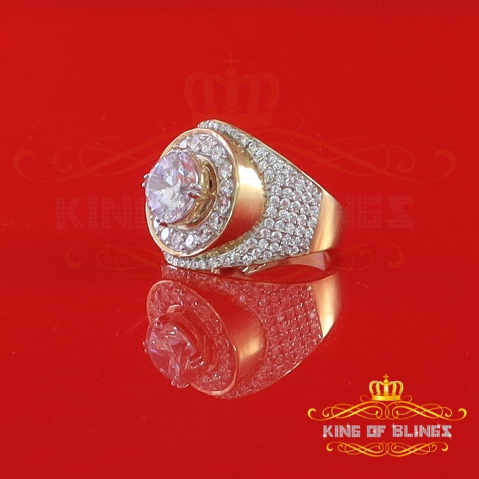 King Of Bling's 925 Silver Sterling Yellow 9.25ct Cubic Zirconia Cocktail Men's Ring Size 11