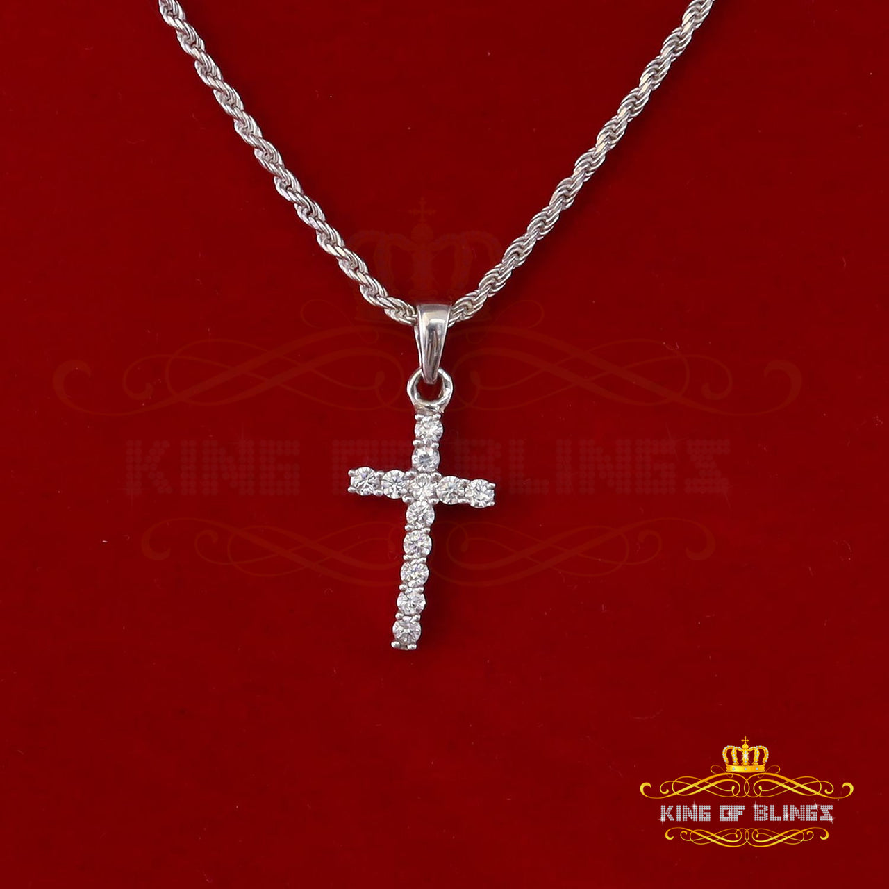 White Beautiful CROSS Shape Sterling Silver Pendant 1.32ct Cubic Zirconia stone