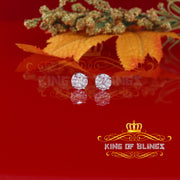 King of Blings- White 925 Sterling Silver 1.74ct Cubic Zirconia Women's & Men's Round Earrings KING OF BLINGS