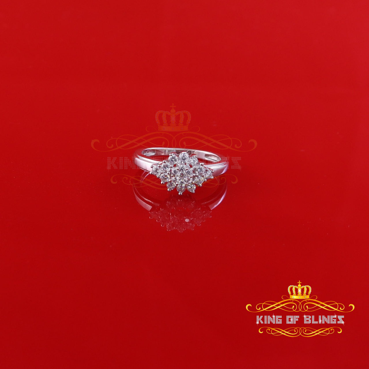 1.00ct Cubic Zirconia Sterling White Silver Flower Engagement Womens Ring Size 7