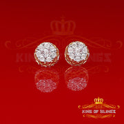 King of Blings-925 Sterling Silver Yellow 0.07ct Diamond For Men's & Women's Floral Earrings KING OF BLINGS