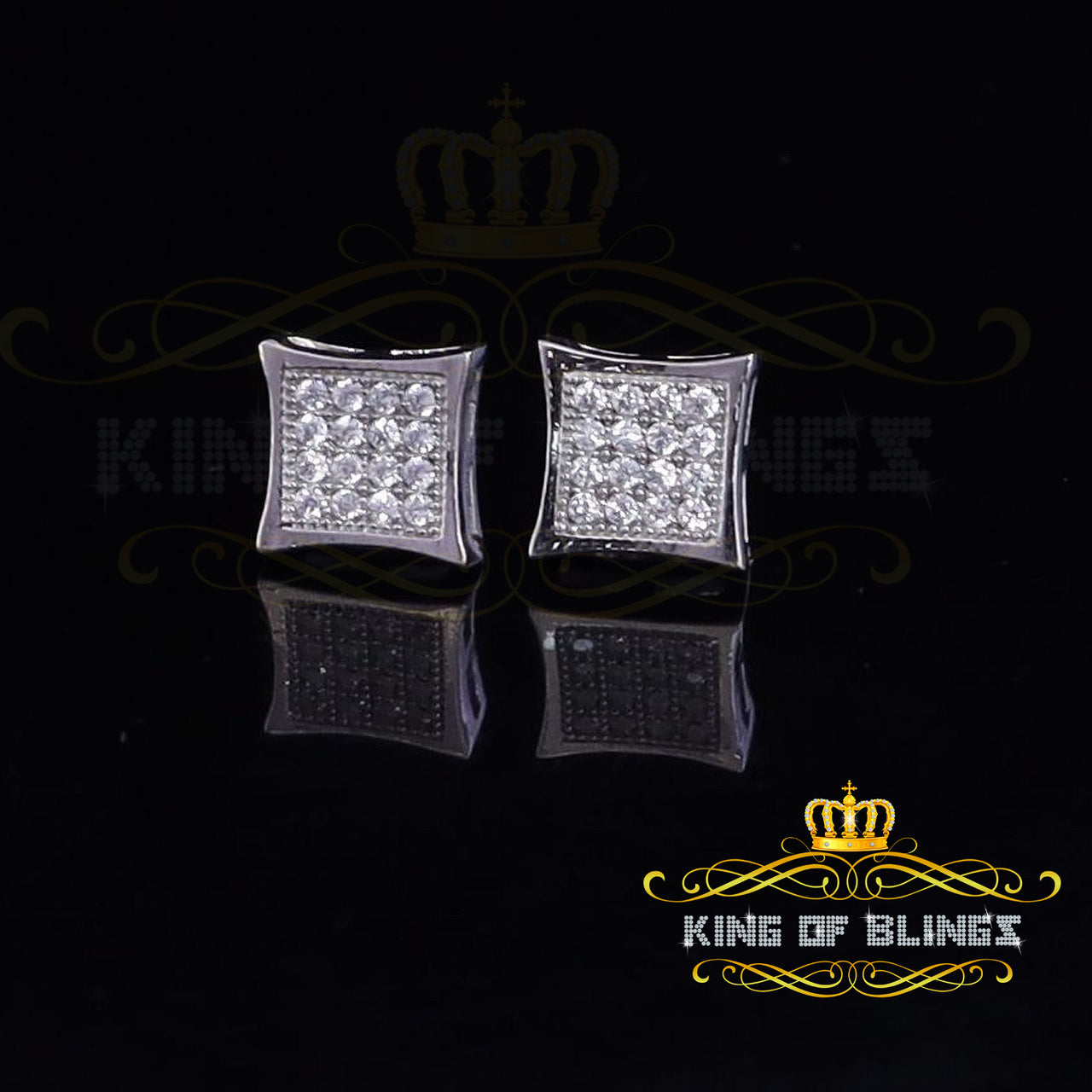 King of Bling's 0.26ct Cubic Zirconia 925 White Silver Women's & Men's Hip Hop Kite Earrings