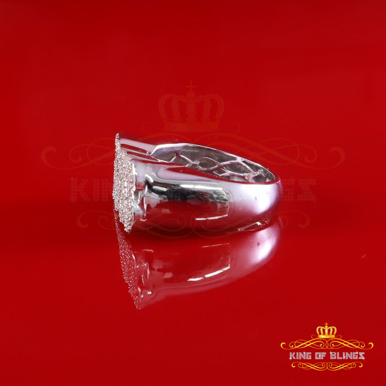 King Of Bling's Stylish "BOSS" 925 Silver White 0.50ct Micro Real Diamond Men's Band Ring SZ 8
