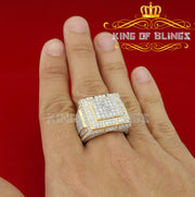 King Of Bling's 8.50CT Cubic Zirconia Yellow Silver Square Men Adjustable Ring SZ From 9 to 11 KING OF BLINGS