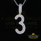 White 925 Sterling Silver Baguette Numeric '3 'Pendant 4.65ct Cubic Zirconia KING OF BLINGS