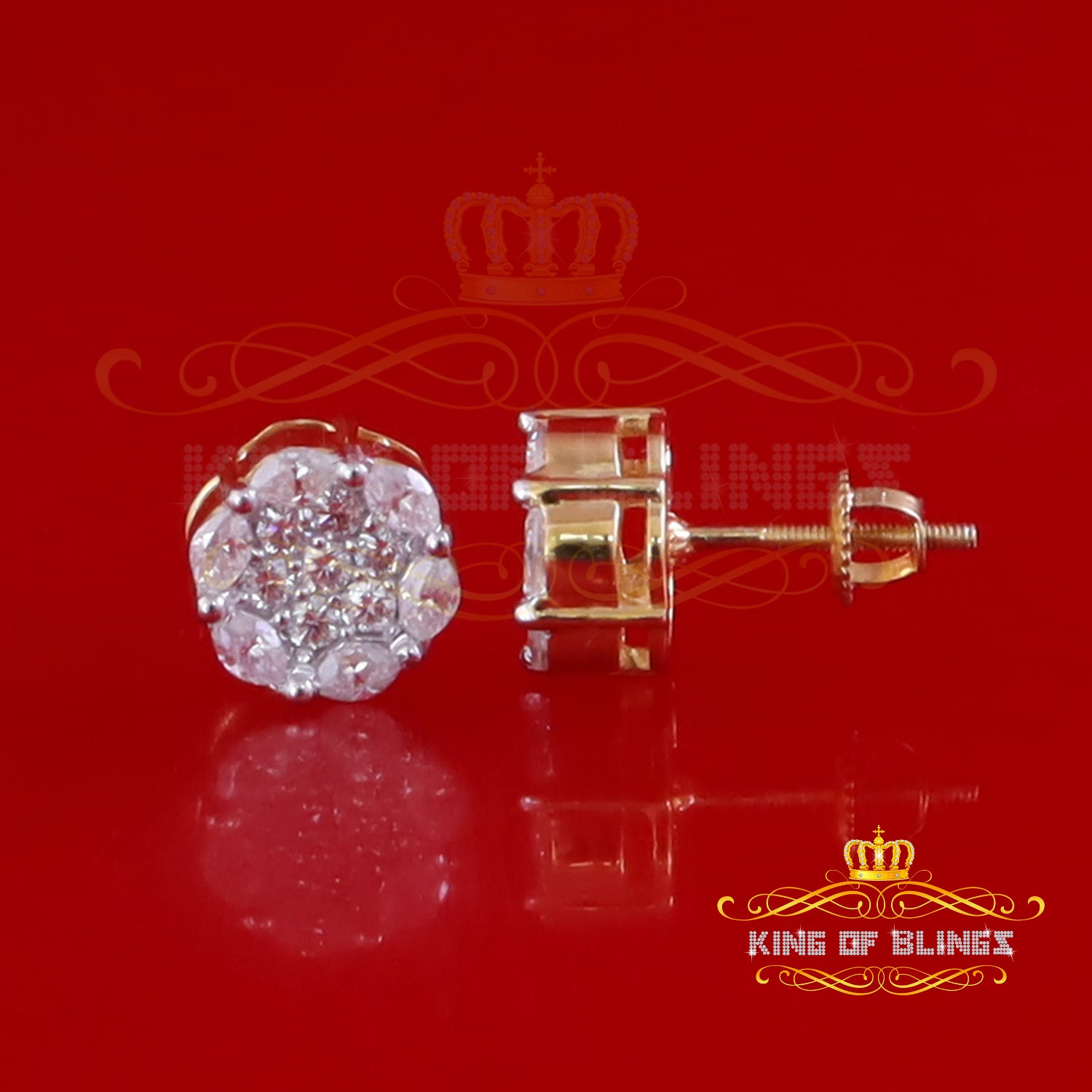 King  of Bling's 925 Silver Yellow flower VVS' D Women's Marquise Stud Earrings 1.00ct moissanite KING OF BLINGS
