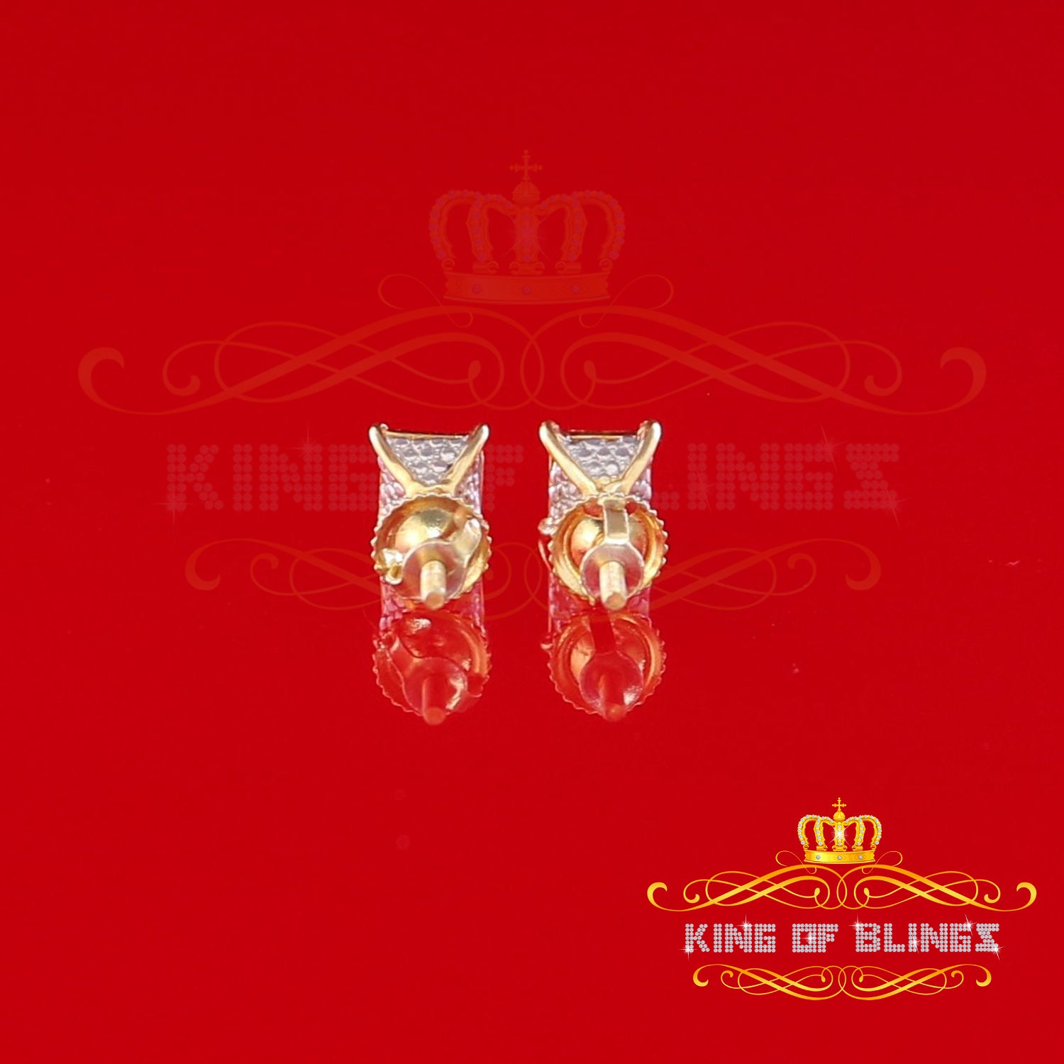 King of Blings-0.05ct Diamond Collection Yellow 925 Sterling Silver Women & Men Square Earrings KING OF BLINGS