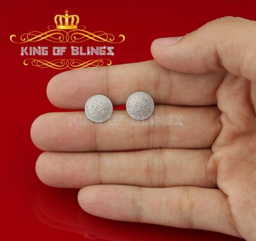 King Of Bling's Aretes Para Hombre Square 925 White Silver 0.33ct Diamond Women & Men Earrings