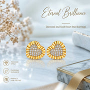 King Of Bling's Aretes Para Hombre Heart 925 Yellow Silver 0.10ct Diamond Women & Men Earrings KING OF BLINGS