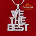 925 Sterling Silver White We The Best Letter Pendant with 6.61ct Cubic Zirconia KING OF BLINGS
