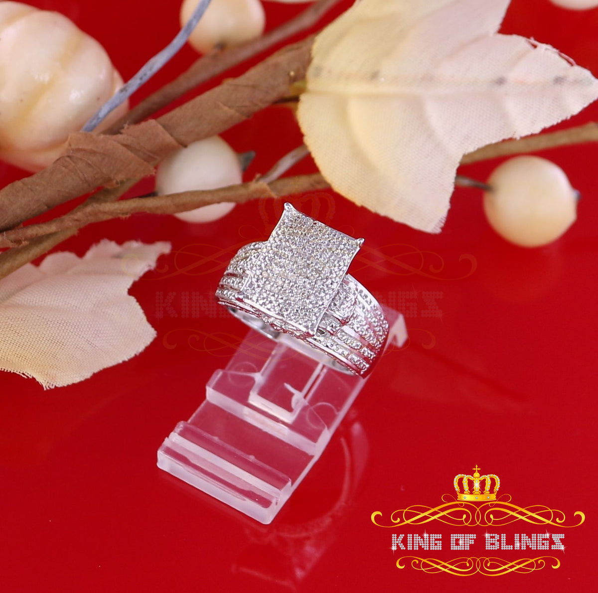 King Of Bling's 0.20 CT Real Diamond 925 Sterling Silver White Cinderella Womens Ring Size 7 KING OF BLINGS
