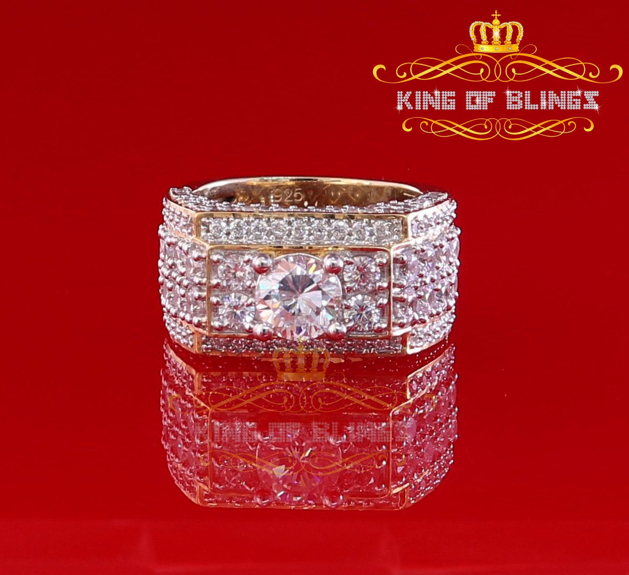 King Of Bling's Sterling Silver Round Cubic Zirconia 8.85ct Yellow Fashion Womens Ring Size 8 KING OF BLINGS