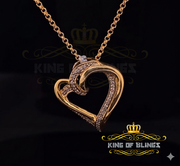 King Of Bling's Real 0.10 ct Diamond 925 Sterling Silver HEART Charm Necklace Yellow Pendant KING OF BLINGS