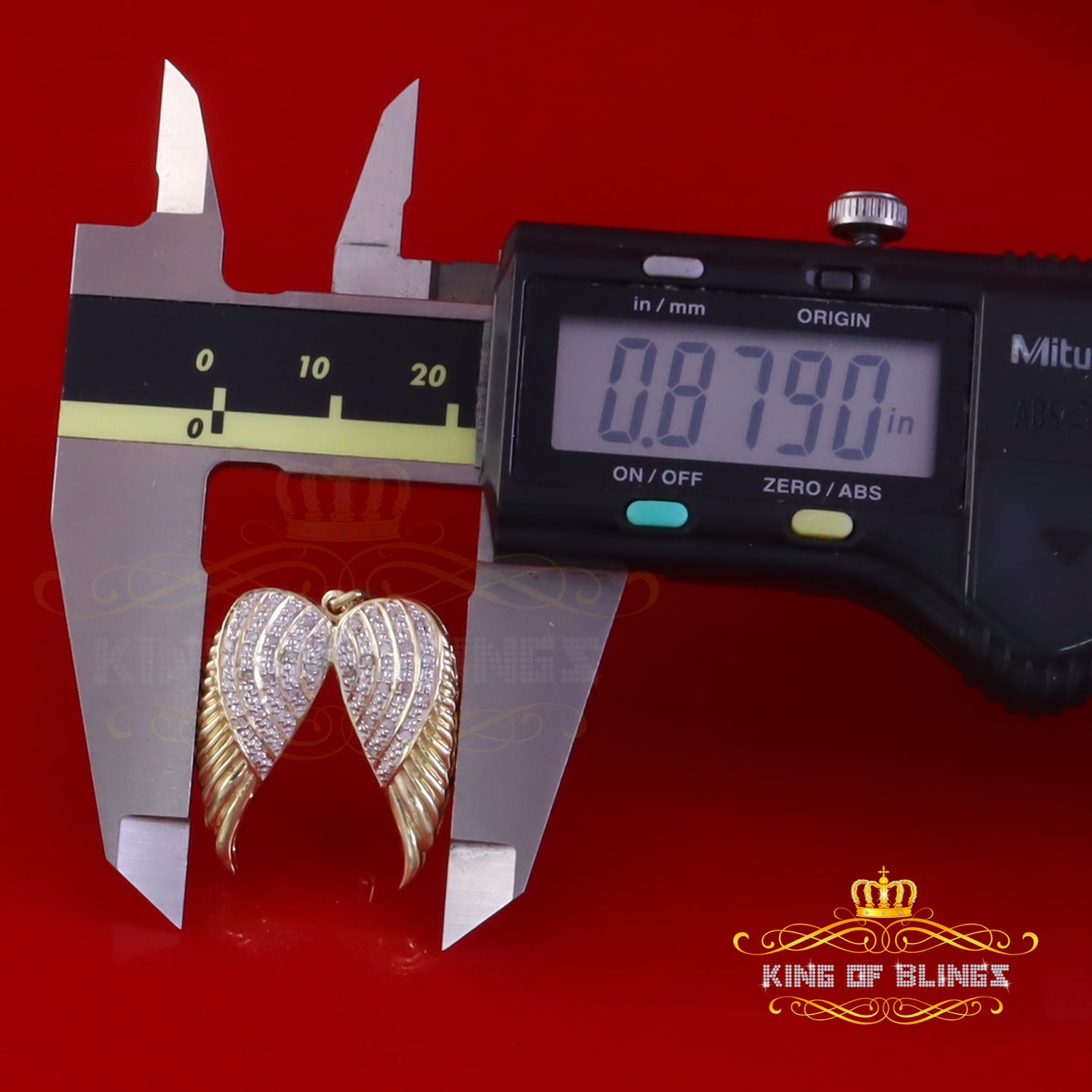 King Of Bling's 0.15ct Genuine Diamond Stones Angel Wings 925 Silver Mens/ Womens Yellow Pendant King Of Blings